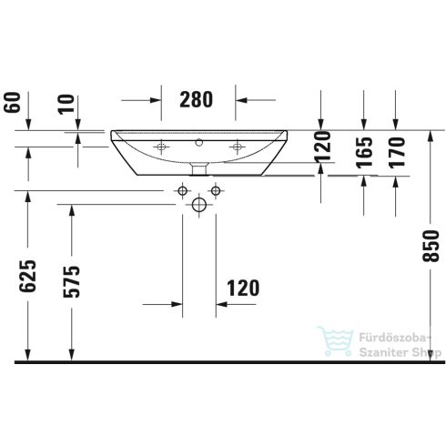 Duravit D-NEO 65x44 cm-es mosdó csaplyuk nélkül,Wondergliss bevonattal,fehér 23666500601