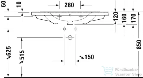 Duravit D-NEO 1005x480 mm-es bútorral aláépíthető mosdó, fehér 2367100000