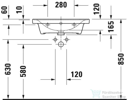 Duravit D-NEO 600x480 mm-es bútorral aláépíthető mosdó, fehér 2367600000