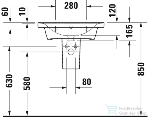 Duravit D-NEO 600x480 mm-es bútorral aláépíthető mosdó, fehér 2367600000