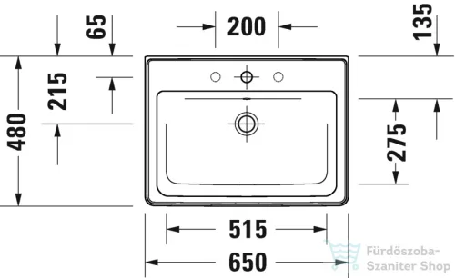 Duravit D-NEO 650x480 mm-es bútorral aláépíthető mosdó Wondergliss bevonattal, fehér 23676500001