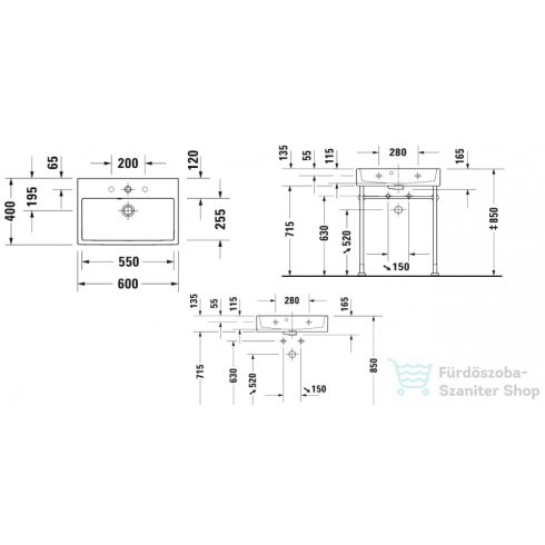 Duravit VERO AIR 600x400 mm-es bútorral aláépíthető mosdó Wondergliss bevonattal,23686000001
