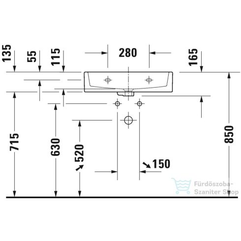 Duravit VERO AIR 600x400 mm-es bútorral aláépíthető túlfolyó- és csaplyuk nélküli mosdó,2368600070