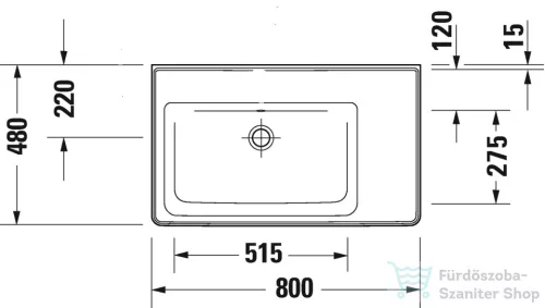 Duravit D-NEO 800x480 mm-es bútorral aláépíthető mosdó,balos medencével,csaplyuk nélkül,Wondergliss bevonattal, fehér 23698000601