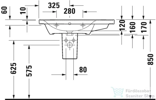 Duravit D-NEO 800x480 mm-es bútorral aláépíthető mosdó,balos medencével,csaplyuk nélkül,Wondergliss bevonattal, fehér 23698000601