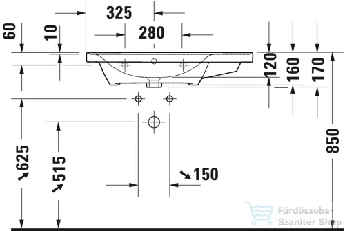 Duravit D-NEO 800x480 mm-es bútorral aláépíthető mosdó,balos medencével,csaplyuk nélkül,Wondergliss bevonattal, fehér 23698000601