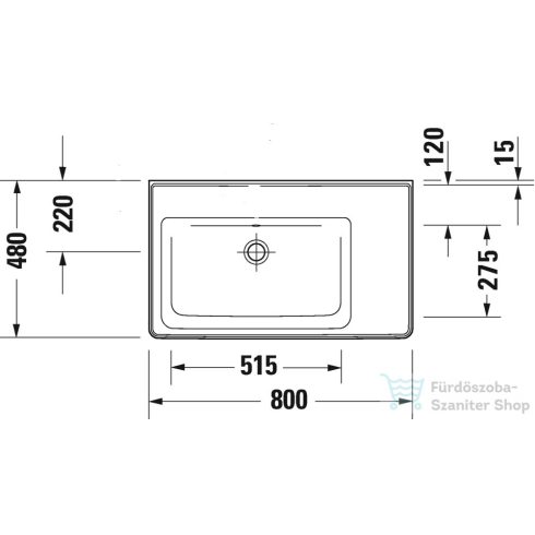 Duravit D-NEO 800x480 mm-es bútorral aláépíthető mosdó,balos medencével,csaplyuk nélkül, fehér 2369800060