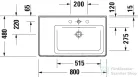 Duravit D-NEO 800x480 mm-es bútorral aláépíthető mosdó,jobbos medencével,Wondergliss bevonattal, fehér 23708000001