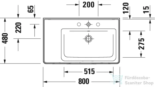 Duravit D-NEO 800x480 mm-es bútorral aláépíthető mosdó,jobbos medencével,Wondergliss bevonattal, fehér 23708000001