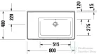 Duravit D-NEO 800x480 mm-es bútorral aláépíthető mosdó,jobbos medencével,csaplyuk nélkül, fehér 2370800060