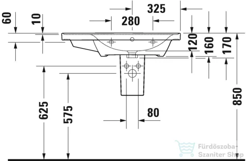 Duravit D-NEO 800x480 mm-es bútorral aláépíthető mosdó,jobbos medencével,csaplyuk nélkül, fehér 2370800060