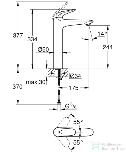 Grohe EUROSTYLE XL magasított mosdó csaptelep leeresztő nélkül,Króm 23719003