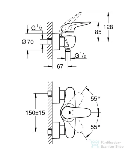 Grohe EUROSTYLE zuhany csaptelep,króm 23722003