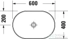 Duravit D-Neo 60x40 cm-es túlfolyó nélküli ráültethető mosdó Wondergliss bevonattal, fehér 23726000701