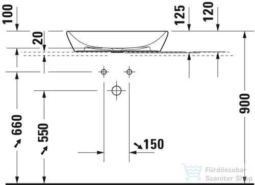 Duravit D-Neo 60x40 cm-es túlfolyó nélküli ráültethető mosdó Wondergliss bevonattal, fehér 23726000701