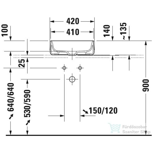 Duravit ZENCHA 420x420 mm-es pultra ültethető mosdó Wondergliss bevonattal,White Satin matt 23734232791