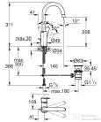 Grohe BAUEDGE L magasított mosdó csaptelep automata leeresztővel,Króm 23760001