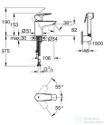 Grohe QuickFix START Edge mosdó csaptelep bidé zuhannyal, króm 23773001