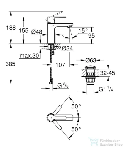 Grohe LINEARE XS mosdó csaptelep click-clack leeresztővel,Brushed Hard Graphite 23791AL1