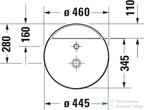 Duravit BENTO STARCK BOX 46 cm-es pultra ültethető, csiszolt aljú mosdó 1 csaplyukkal, HygieneGlaze mázzal, matt fehér 2380463071