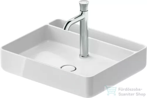 Duravit BENTO STARCK BOX 55x46 cm-es pultra ültethető, csiszolt aljú mosdó 1 csaplyukkal, HygieneGlaze mázzal, fényes fehér 2381552071