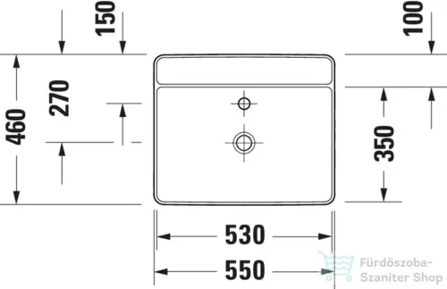 Duravit BENTO STARCK BOX 55x46 cm-es pultra ültethető, csiszolt aljú mosdó 1 csaplyukkal, HygieneGlaze mázzal, fényes fehér 2381552071