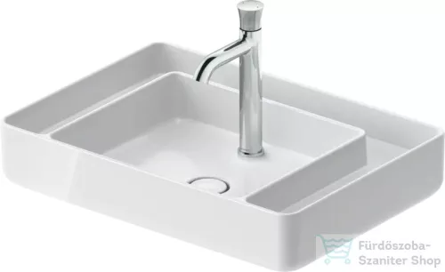 Duravit BENTO STARCK BOX 65x46 cm-es pultra ültethető, csiszolt aljú mosdó 1 csaplyukkal, HygieneGlaze mázzal, fényes fehér 2381652071