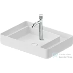   Duravit BENTO STARCK BOX 65x46 cm-es pultra ültethető, csiszolt aljú mosdó 1 csaplyukkal, HygieneGlaze mázzal, matt fehér 2381653071