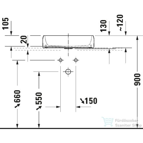 Duravit QATEGO 50x40 cm-es pultra ültethető mosdó HygieneGlaze felülettel, fehér 2383502079