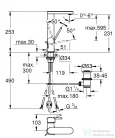 Grohe PLUS L magasított,kihúzható fejes mosdó csaptelep automata leeresztővel,Brushed Hard Graphite 23843AL3