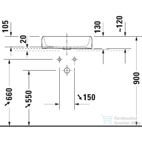 Duravit QATEGO 50x40 cm-es pultra ültethető mosdó, fehér 2384500079
