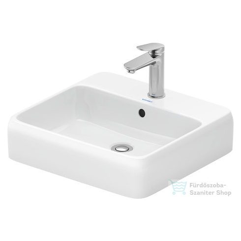 Duravit QATEGO 50x47 cm-es pultra ültethető mosdó csaplyukkal, fehér 2385500027