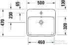Duravit QATEGO 50x47 cm-es pultra ültethető mosdó csaplyukkal, fehér 2385500027