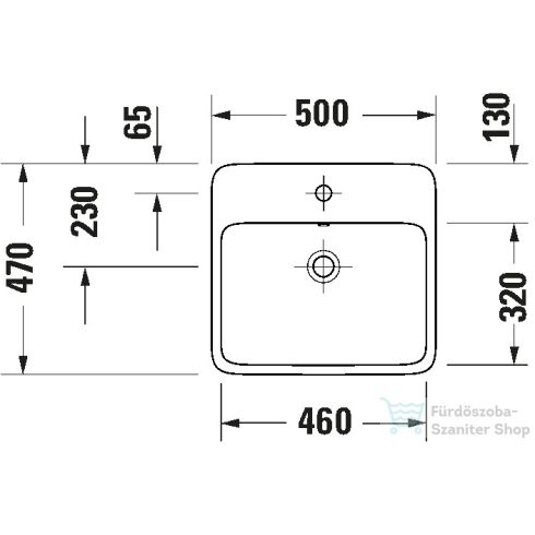Duravit QATEGO 50x47 cm-es pultra ültethető mosdó csaplyukkal, fehér 2385500027