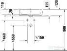 Duravit QATEGO 50x47 cm-es pultra ültethető mosdó csaplyukkal, fehér 2385500027