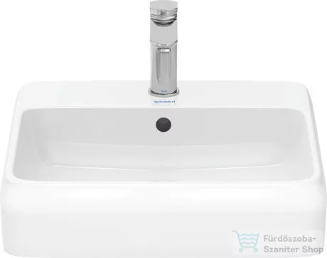 Duravit QATEGO 50x47 cm-es pultra ültethető mosdó csaplyukkal, fehér 2385500027