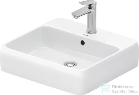 Duravit QATEGO 50x47 cm-es pultra ültethető mosdó csaplyukkal, HygieneGlaze felülettel, fehér 2385502027