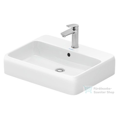 Duravit QATEGO 60x47 cm-es pultra ültethető mosdó csaplyukkal, HygieneGlaze feleülettel, fehér 2385602027