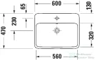 Duravit QATEGO 60x47 cm-es pultra ültethető mosdó csaplyukkal, HygieneGlaze feleülettel, fehér 2385602027