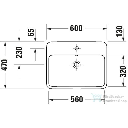 Duravit QATEGO 60x47 cm-es pultra ültethető mosdó csaplyukkal, HygieneGlaze feleülettel, fehér 2385602027