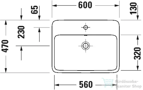 Duravit QATEGO 60x47 cm-es pultra ültethető mosdó csaplyukkal, HygieneGlaze feleülettel, fehér 2385602027