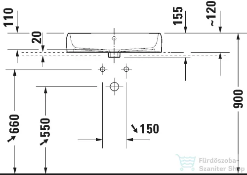 Duravit QATEGO 60x47 cm-es pultra ültethető mosdó csaplyukkal, HygieneGlaze feleülettel, fehér 2385602027