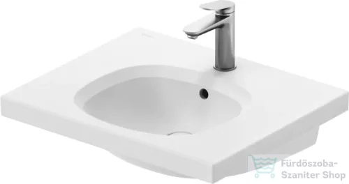 Duravit AURENA 60x50 cm-es falra szerelhető mosdó kerámia fedeles click-clack leeresztővel, DuraShield® bevonattal, matt fehér 238760AC00