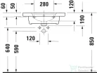 Duravit AURENA 60x50 cm-es falra szerelhető mosdó kerámia fedeles click-clack leeresztővel, DuraShield® bevonattal, matt fehér 238760AC00
