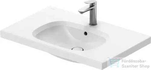 Duravit AURENA 80x50 cm-es falra szerelhető mosdó kerámia fedeles click-clack leeresztővel, DuraShield® bevonattal, fényes fehér 238780AA00