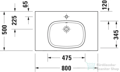 Duravit AURENA 80x50 cm-es falra szerelhető mosdó kerámia fedeles click-clack leeresztővel, DuraShield® bevonattal, fényes fehér 238780AA00