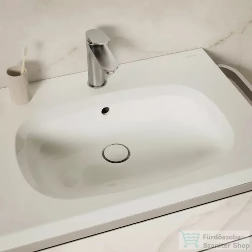 Duravit AURENA 80x50 cm-es falra szerelhető mosdó kerámia fedeles click-clack leeresztővel, DuraShield® bevonattal, fényes fehér 238780AA00