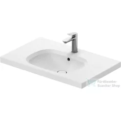   Duravit AURENA 80x50 cm-es falra szerelhető mosdó kerámia fedeles click-clack leeresztővel, DuraShield® bevonattal, matt fehér 238780AC00
