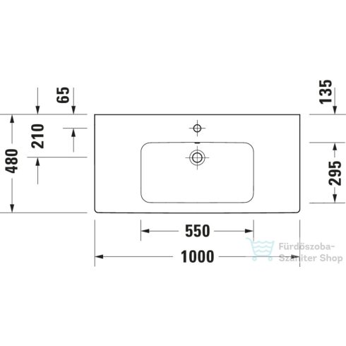 Duravit D-CODE 100x48 cm-es fali mosdó, fehér 23991000002