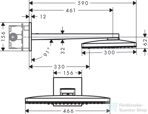 Hansgrohe Rainmaker  Select 460 3jet fejzuhany zuhanykarral 450 mm 24007400